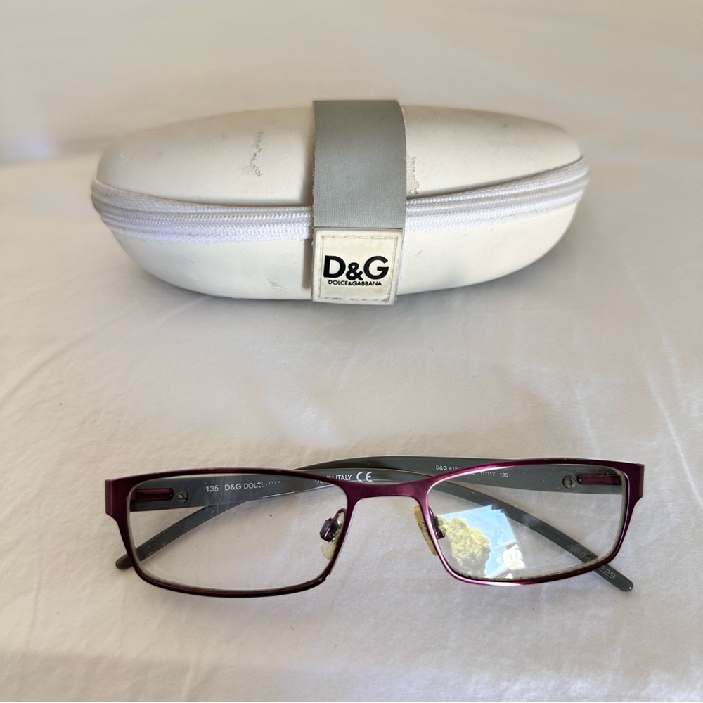 Dolce & Gabbana 90’s 135 Pink Rose Gold Prescription Rectangle Glasses